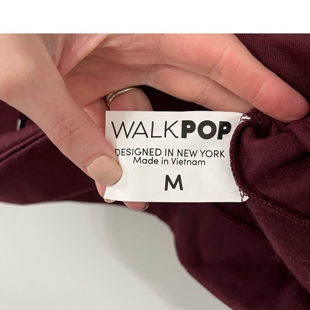Walk Pop Vibin and thriving maroon hoodie with white sparkly letters - Picture 3 of 3